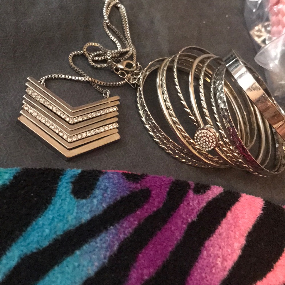 Bangle brackets and necklace